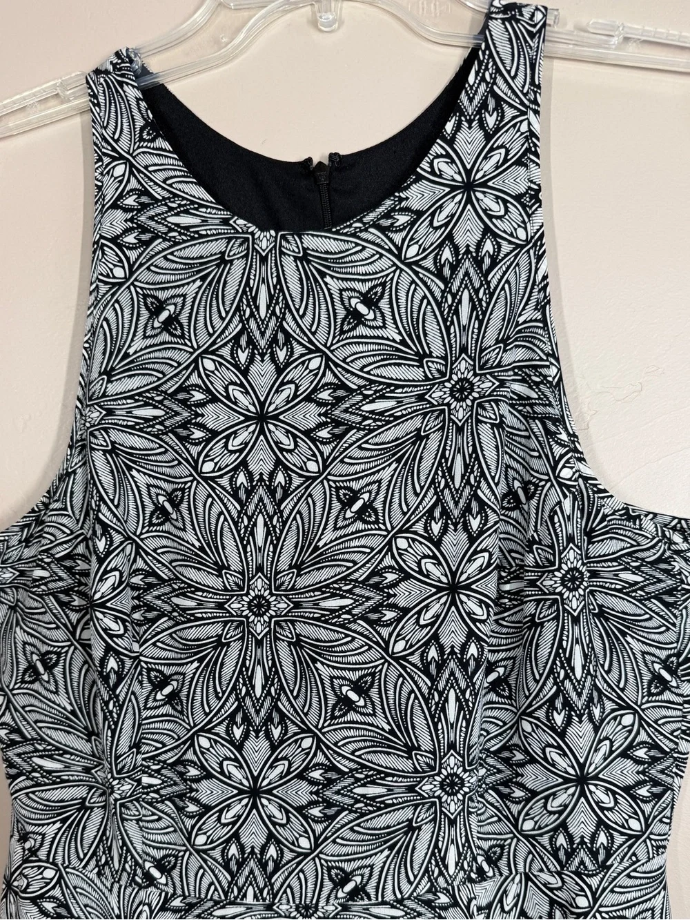 Yumi Kim Silk Fit Flare Dress Black White Print A Line L